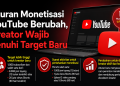 YouTube akan memperketat syarat monetisasi mulai 2027. Kreator wajib memenuhi target jam tayang atau views Shorts yang lebih tinggi untuk YPP.