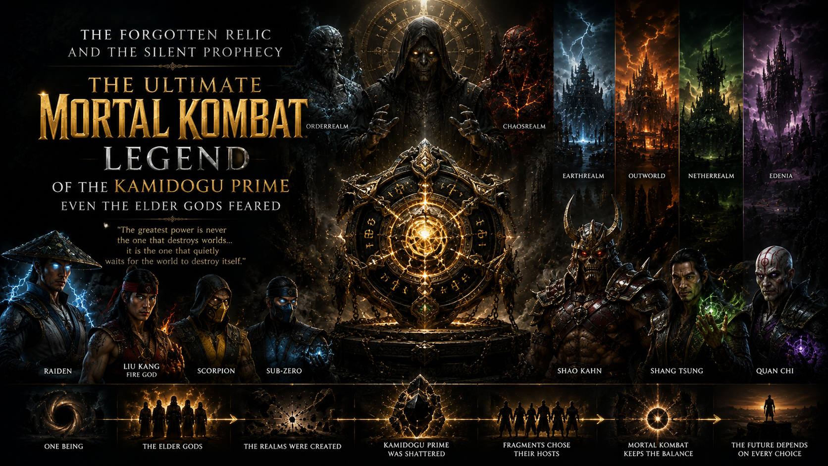 Discover the legendary story of the Kamidogu Prime, the forgotten relic that even the Elder Gods feared in the deepest Mortal Kombat legend.