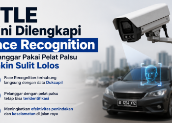 Korlantas Polri memperkuat ETLE dengan teknologi Face Recognition yang terhubung ke Dukcapil. Pengendara dengan pelat palsu tetap bisa teridentifikasi.