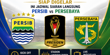 Jadwal siaran langsung final Piala Presiden 2026 Persib vs Persebaya lengkap dengan jam tayang, lokasi pertandingan, dan cara menyaksikan laga.