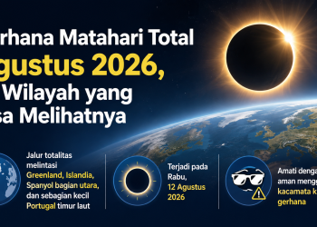 Gerhana Matahari total 12 Agustus 2026 menjadi fenomena langka di Eropa. Simak wilayah totalitas dan daerah yang hanya mengalami gerhana parsial.