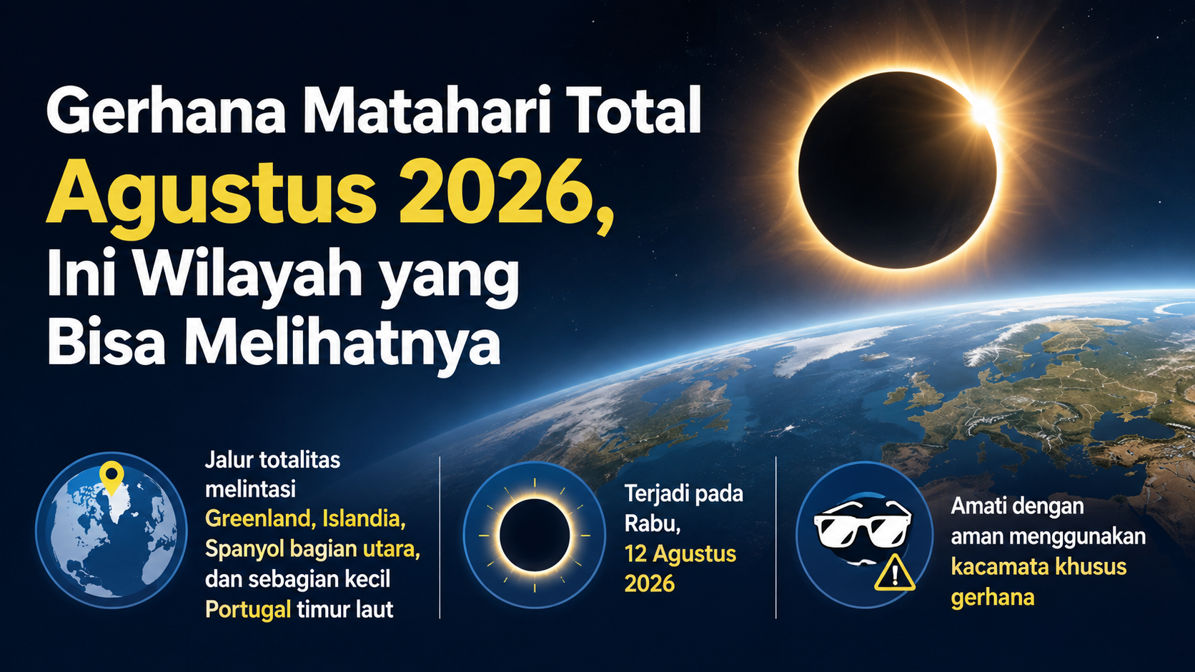 Gerhana Matahari Total Agustus 2026, Ini Wilayah yang Bisa Melihatnya