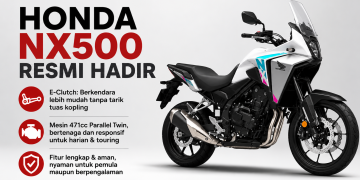 Honda NX500 hadir dengan teknologi E-Clutch yang memudahkan pemula sekaligus tetap nyaman digunakan pengendara berpengalaman. Simak spesifikasi dan harganya.