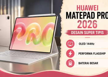 Huawei MatePad Pro 2026 hadir dengan bodi sangat tipis, layar OLED 144Hz, baterai besar, dan sistem HarmonyOS terbaru untuk pengguna produktif.