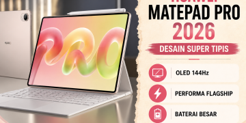 Huawei MatePad Pro 2026 hadir dengan bodi sangat tipis, layar OLED 144Hz, baterai besar, dan sistem HarmonyOS terbaru untuk pengguna produktif.