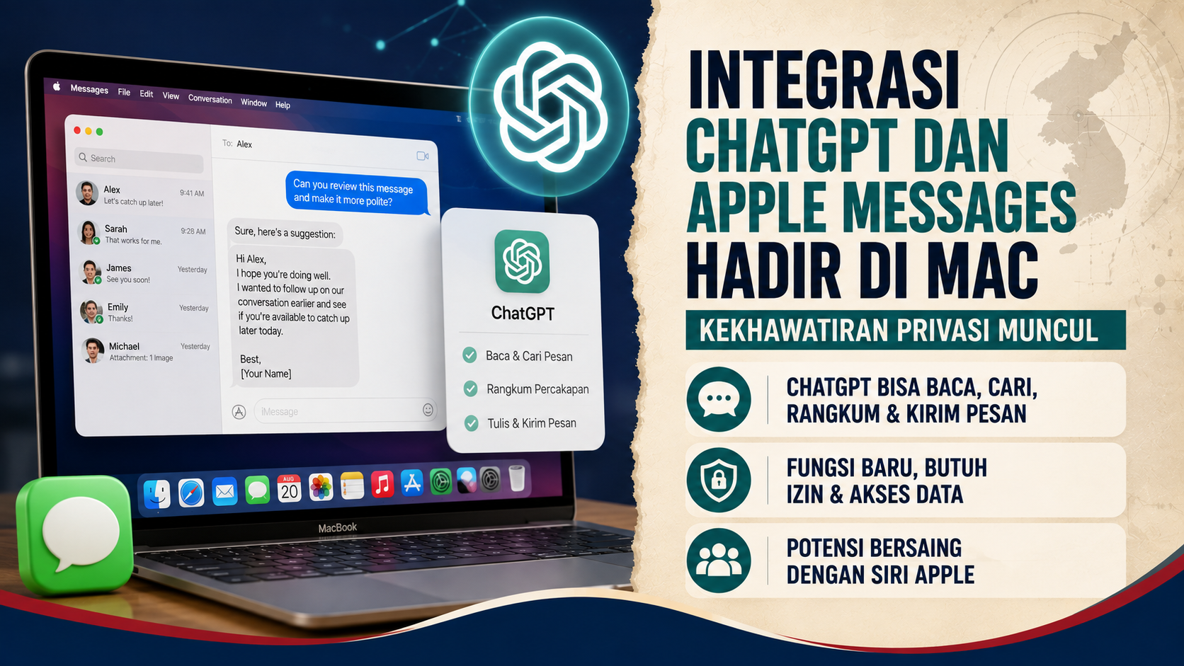 Integrasi ChatGPT dan Apple Messages Hadir di Mac, Kekhawatiran Privasi Muncul