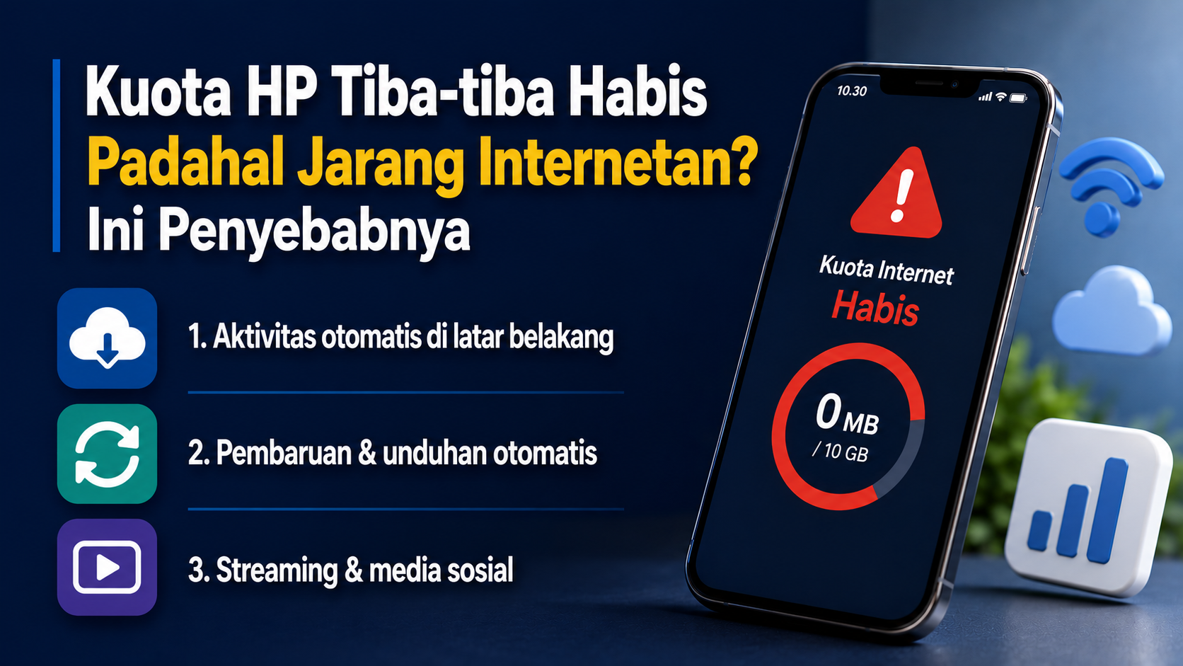 Kuota HP tiba-tiba habis meski jarang internetan? Kenali penyebabnya mulai dari data background, update otomatis hingga pencadangan cloud.