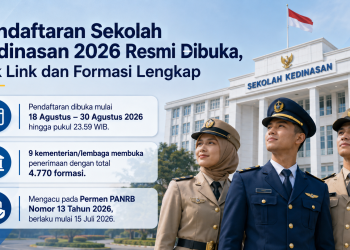 Pendaftaran sekolah kedinasan 2026 dibuka 18-30 Agustus. Cek link SSCASN, daftar instansi, prodi dan total 4.770 formasi yang tersedia.