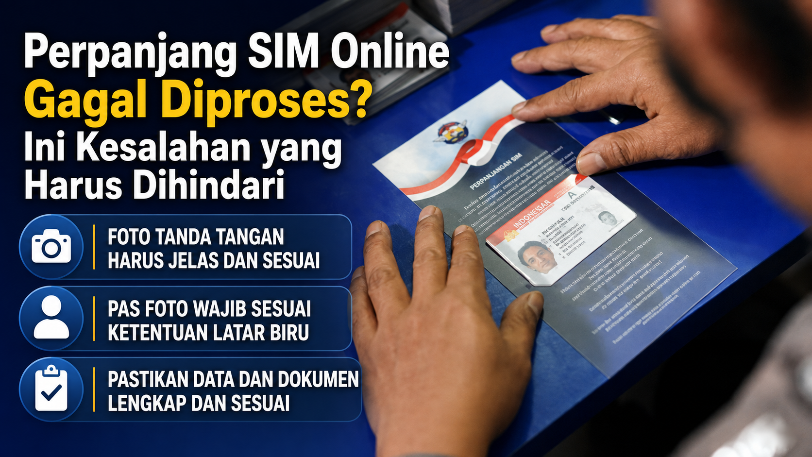 Perpanjang SIM online melalui Digital Korlantas bisa ditolak jika data atau dokumen tidak sesuai. Cek ketentuan foto dan tanda tangan agar pengajuan lancar.