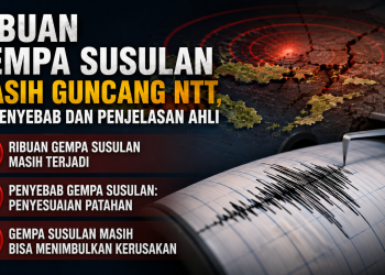 Ribuan gempa susulan masih mengguncang NTT setelah gempa M7,7 Flores. Ahli menjelaskan penyebab, proses tektonik, dan kapan aktivitas ini mereda.