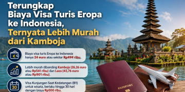 Biaya visa turis Eropa ke Indonesia tercatat sekitar Rp494 ribu. Tarif ini ternyata lebih murah dibanding Kamboja dan Laos.