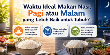 Waktu makan nasi tidak otomatis menentukan berat badan. Porsi, total kalori, kualitas makanan, aktivitas fisik, dan waktu makan perlu diperhatikan.