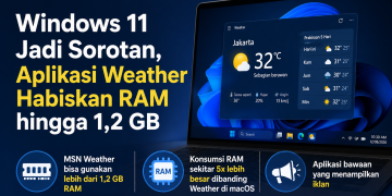 MSN Weather di Windows 11 dilaporkan menggunakan RAM lebih dari 1,2 GB karena berbasis WebView2. Aplikasi ini juga menampilkan iklan kepada pengguna.
