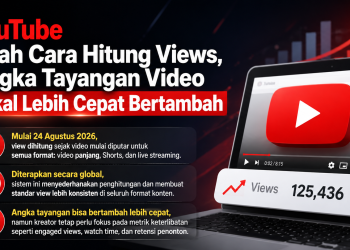 YouTube mengubah sistem penghitungan views mulai 24 Agustus 2026. View dihitung sejak video mulai diputar dan berlaku untuk semua format.