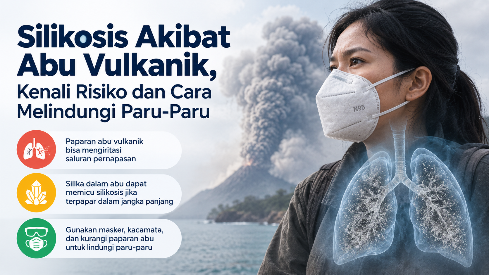 Abu vulkanik mengandung silika yang dapat mengganggu pernapasan. Kenali risiko silikosis, faktor penyebab, dan cara mengurangi paparan abu vulkanik.